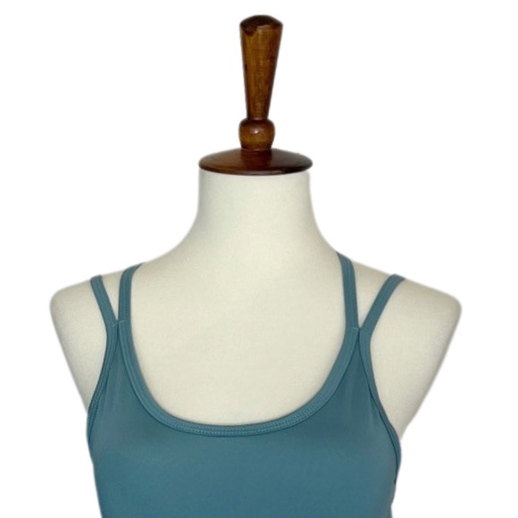Dusty Blue Double Strap Criss Cross Backless Padded Sports Bra - Picture 8 of 14
